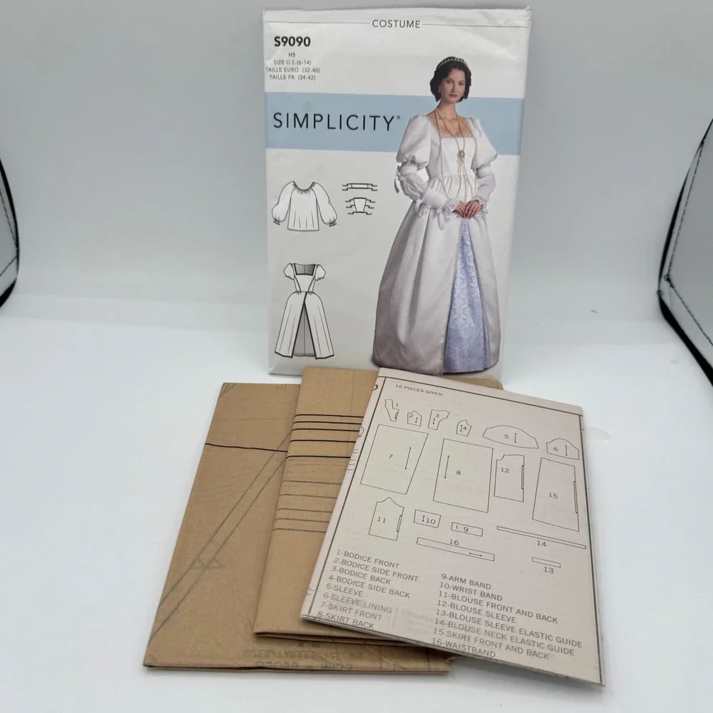 Simplicity S9090 Renaissance Medieval Costume Sewing Pattern Sizes 6-14 Blouse